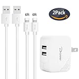 DONVE 24W/4.8A Dual USB Wall Charger Foldable Travel Plug + 2x6FT 8Pin Charger Cable, Compatible Phone Charger XS Max/XS/XR/X/8/8Plus/7/7Plus/6s/6sPlus/6/6Plus/SE/5s/5/5c, Pad Charger Pro/Air/Mini/4