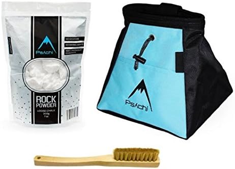 Psychi Chalk Bouldering Bucket Stand Bag Starter Pack for Rock Climbing with Loose Chalk and Brush