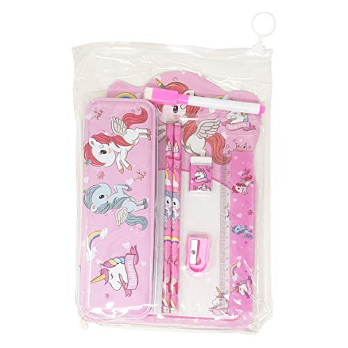 parteet mix stationery gift set with writing board and metal pencil box for kids – for birthday party return gift (pink)- Multi color