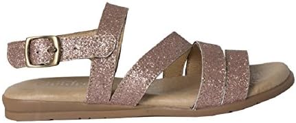 ChildrenChic Leather Rose Glitter Strappy Sandals โ Flat Shoes for Girls, 5 M US Big Kid