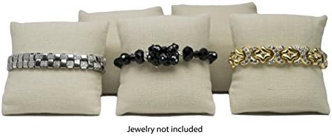 Novel Box Beige Linen Bracelet Watch Jewelry Decoration Pillow (Pack of 5) 3X3" + NB Cleaning Cloth