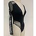 NE Norboe Long Sleeve Mesh One Piece Swimwear Sexy Bodysuit Monokini High Waisted Thong Swimsuit with Diamond Zipper (Black, S)