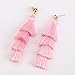 BaubleStar Fashion Tassel Dangle Earrings for Women Layered Long Bonita Tiered Pink Thread Tassel Drop Statement Jewelry
