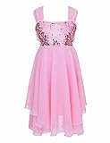 FEESHOW Girls Sequined Irregular Ballet Lyrical Dance Chiffon Dress Ballerina Dancing Costumes Gymnastics Leotard