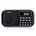 Portable AM FM Radio, Geson Mini Music Radio Player Support Micro SD Card/USB Disk with LED Screen Display(Black)