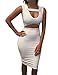 Allegrace Women Sexy White Bodycon Mid Bandage Party Dress ,Medium