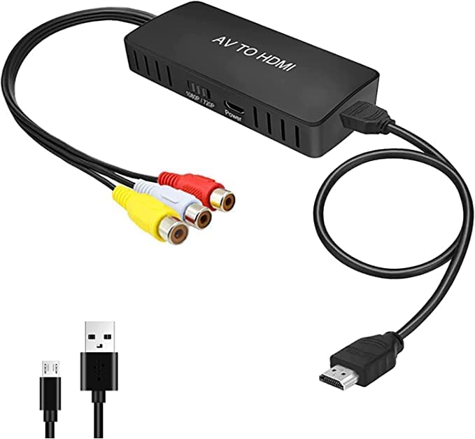 Wrugste RCA to HDMI Converter, AV to HDMI Adapter, Supports 1080P, PAL/NTSC Compatible with Gaming Consoles, TVs