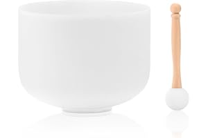 Sevenbowls Singing Bowls 432hz B Note 8-Inch Crystal Singing Bowl With A Free Mallet And O-Ring For Sound Healing, Meditation, Yoga, and Sound Baths
