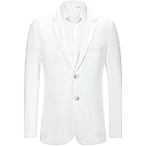 RONGKAI Mens Casual Linen Blazer Sports Coats Jacket for Men Slim Fit Two Button Lightweight Suit