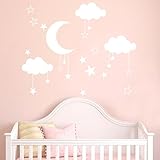 Wall Stickers, Pumsun Moon Clouds Star Wall Decals, Children's Room Home Decoration (White)