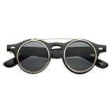 Small Retro Steampunk Circle Flip Up Glasses / Sunglasses