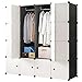 KOUSI Portable Closet Wardrobe Closets Clothes Wardrobe Bedroom Armoire Storage Organizer with Doors, Capacious & Sturdy, 10 Cubes 2 Hanging Clothes