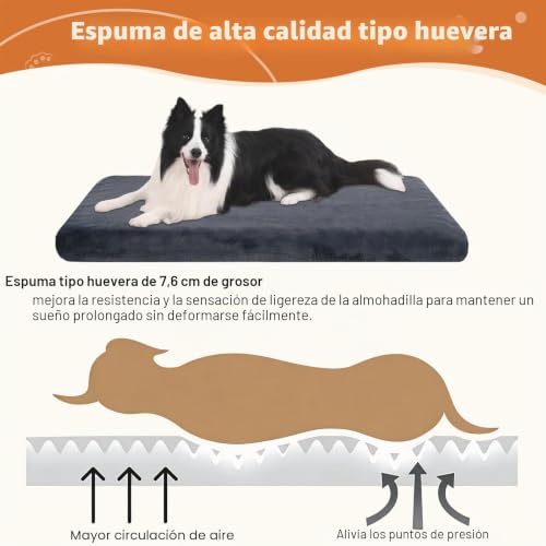 EMPSIGN Reversible Dog Cushion (Hot & Cold), Waterproof Dog Mat for Large Dogs (35" x 22" x 3"), High Density Foam Dog Bed, Dog Mattress with Cover