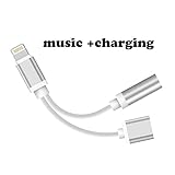 2 in 1 Lightning Adapter for iPhone 7, TOMOCO iPhone 7 Earphone Adapter and Charger for iPhone 7 / 7 plus 8 / 8 Plus (Silver)