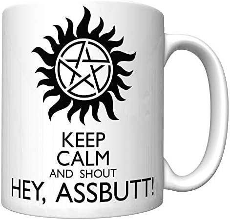 CJ Artisans Supernatural Keep Calm and Shout Hey, AssButt Castiel Coffee Mug