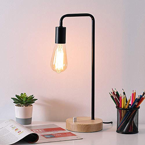 HAITRAL Industrial Desk Lamp, Vintage Edison Bulb Table Lamp for Dorm