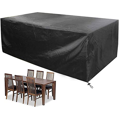 EASYBUYTECH Furniture Cover Garden Outdoor Patio Protective Case Oxford Furniture Dustproof Cover for Rattan Table Cube Chair Sofa Waterproof Rain, Black - 213X132X74CM