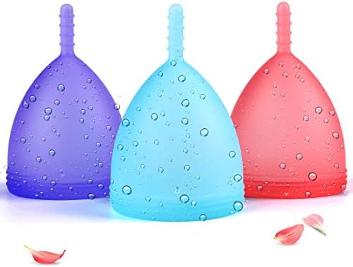 Menstrual Cup Set of 3 with Cup Rim Leakproof Design - Sensitive Period Cup with FDA Approved Reusable Medical - Grade Silicone - Post Childbirth Size (Large)