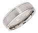 7mm Brushed Polished Grooved edges Titanium Wedding Ring Comfort Fit Band