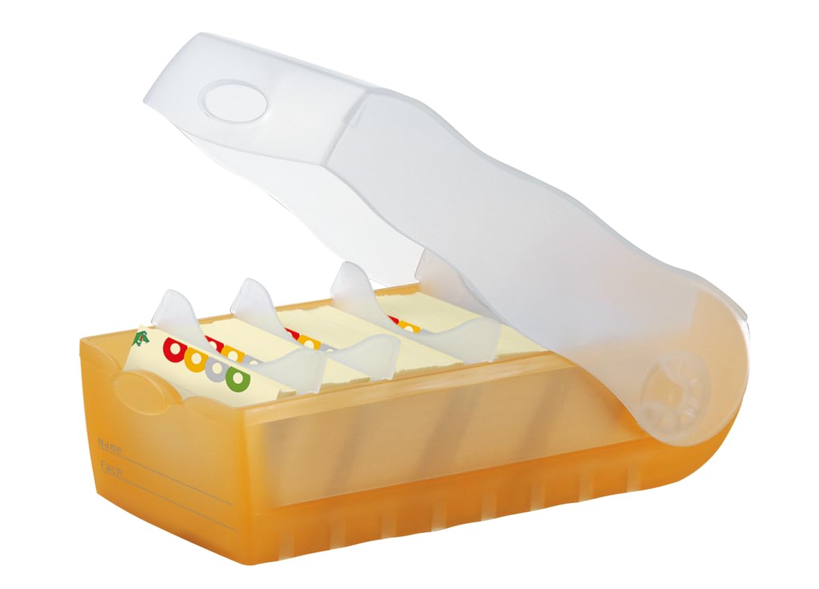 HAN 998-613, CROCO Flashcard Index Box. The professional box, learning vocabulary in an ingeniously simple way, A8, translucent orange — image 1