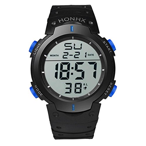 Kinrui Sport Wrist Watch, Fashion Rubber Waterproof Men's Boy LCD Digital Stopwatch Date (Blue)