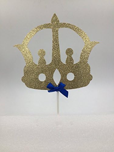 Gold Glitter Crown Cake Topper, Little Prince Birthday