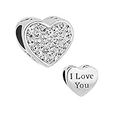 CharmsStory Heart I Love You Mom New Jewelry Charms Clear Birthstone Crystal Sale Cheap Beads