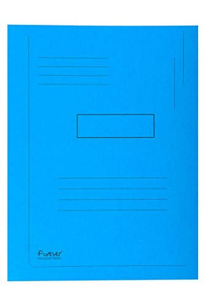 Exacompta - Ref 445006E - Forever Collection - 2-Flap Folder - 24 x 32cm in Size, Suitable for A4 Documents, Made from 290gsm Recycled Board, 2 Flaps to Secure Documents - Bright Blue (Pack of 50)