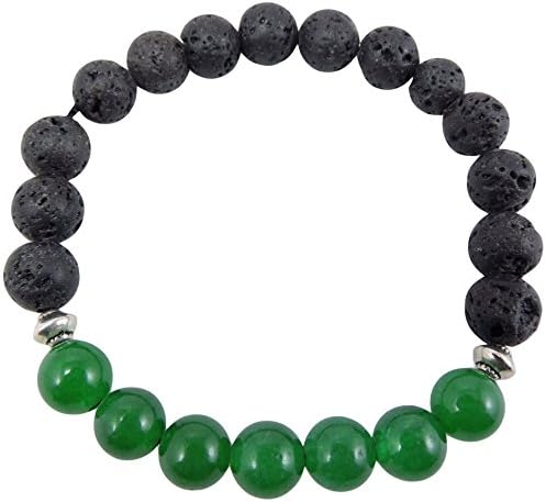 Volcanic natural lava yoga meditation healing wrist mala bracelet CL-14 (Lava and 7 Green Jade)