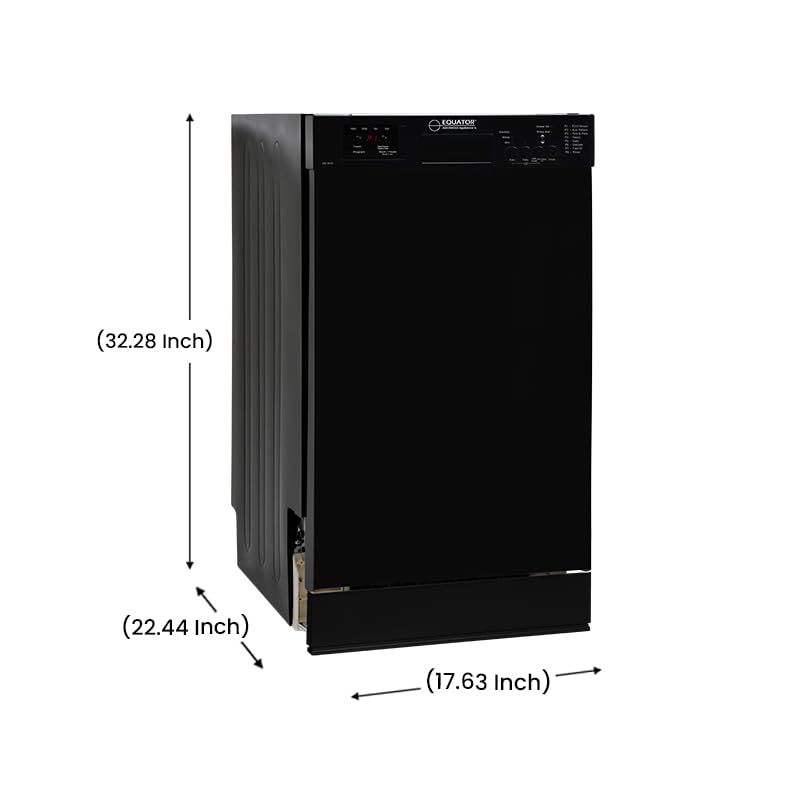 Equator 18 in Dishwasher 10 place+Wine Rack 3.4g QUIET 51 dB 110V E-Star ADA in Black