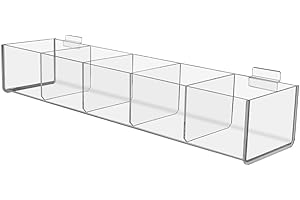Marketing Holders Slatwall Acrylic Retail Tray 19.5 Inch Wide x 5 Inch Deep Five Compartment Dump Bin Clear Product Merchandise Storage Caddy for Businesses