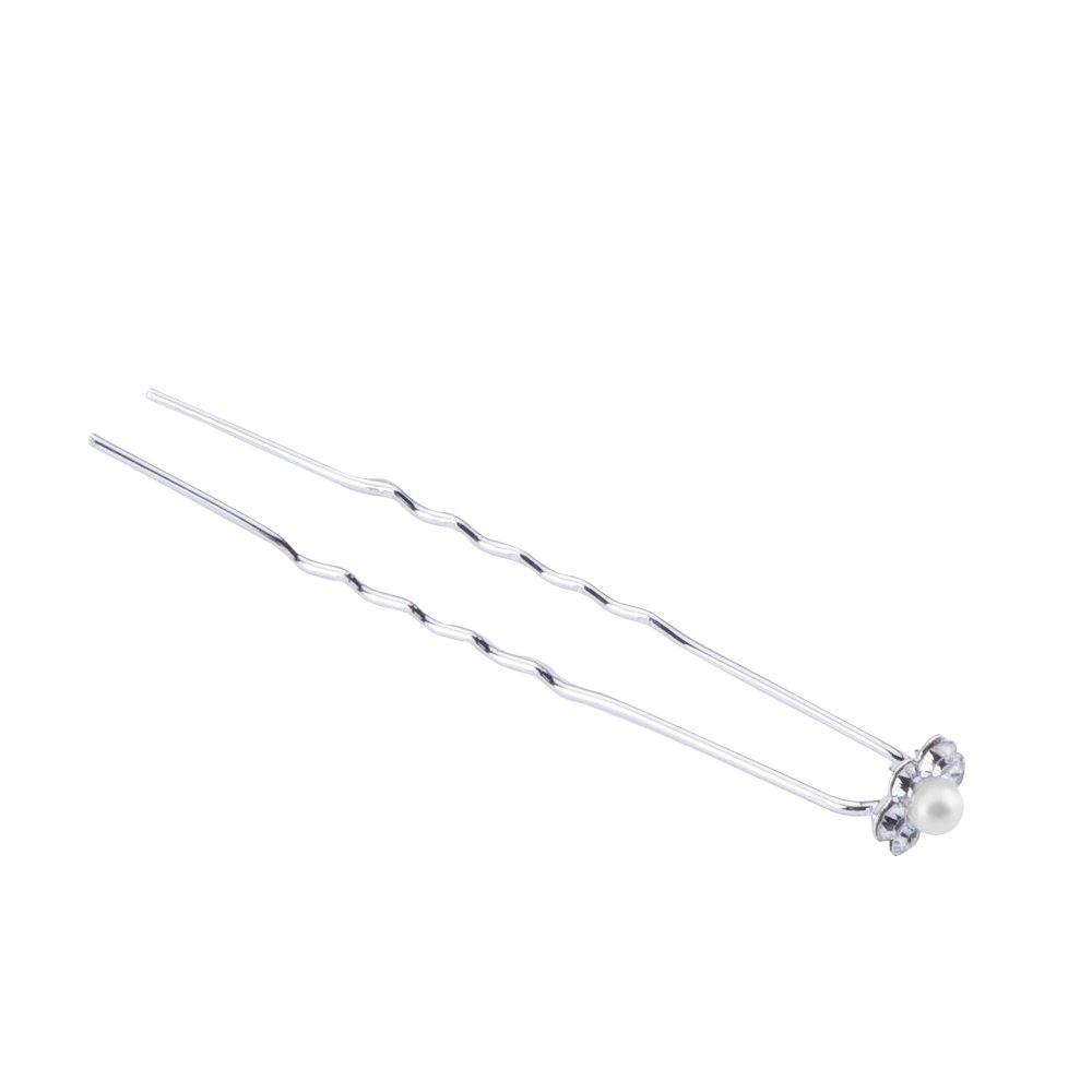 eBoot 40 Pack Wedding Bridal Pearl Flower Crystal Hair Pins Clips, White : Beauty