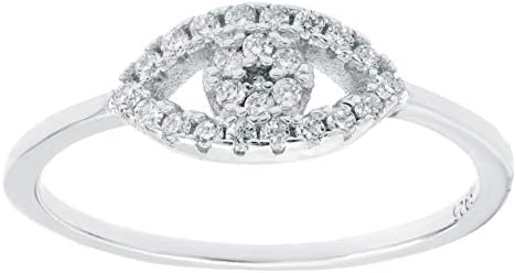 Sterling Silver Evil Eye Cubic Zirconium Ring