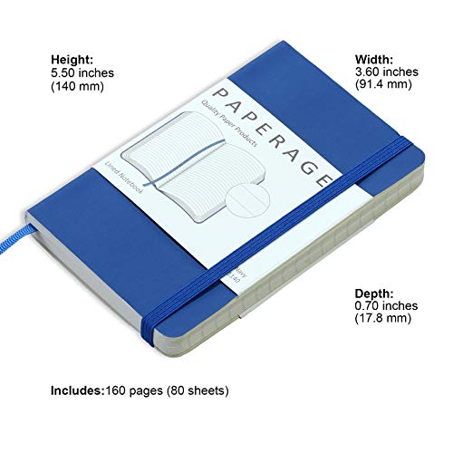2-Pack Pocket Notebook Journal Notepad Small, College Ruled, 3.6" x 5.5", Faux Leather Soft Cover Mini Journal, 100 GSM Thick Paper, Inner Pocket (Blue Lined)