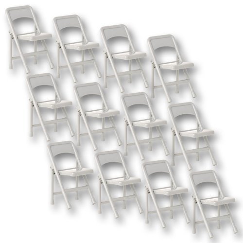 Set of 12 Gray Plastic Toy Folding Chairs for WWE Wrestling Action Figures