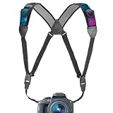 USA Gear DSLR Camera Strap Chest Harness with Quick Release Buckles, Galaxy Neoprene Pattern and Accessory Pockets - Compatible with Canon, Nikon, Sony and More Point and Shoot, Mirrorless Cameras