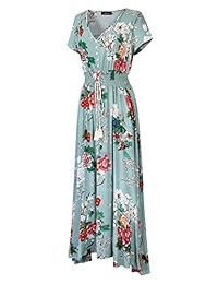 AMZ Plus Mujer Plus Tamaño floral maxi largo vestido 3 4 Manga Wrap vestido con cinturón
