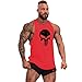 GZXISI Men's Gym Bodybuilding Stringer Tank Top Sleeveless Fitness Vest Muscle Workout Shirt (B# Red, Large)
