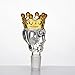Skull Crown Glass Herb Holder Smoking Bowl (14mm Male Clear Yellow Crown)