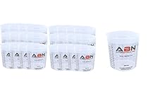 ABN Clear Plastic Mixing Cup 25-Pack 16oz Ounce / 473mL Milliliter Container with Ratios for Paint, Activators, Thinner