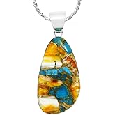 Turquoise Pendant Necklace 20" Sterling Silver 925 Genuine Gemstones