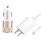 Generic 5V 2.1A US USB Plug Travel Adapter Wall Fast Car Charger Set (Golden)