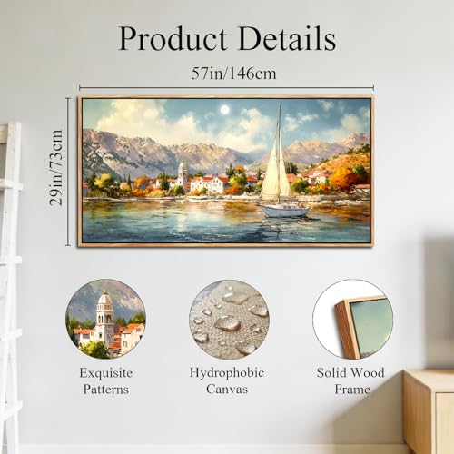 SERIMINO Modern Living Room Decoration Paintings, Large Frames for Decorative Canvas, Decorative Art Landscapes, Sailboat Paintings, Hallways Room, Bedrooms, Dining Room 73 x 146 cm