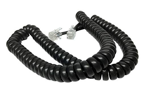 RocketBus Coil Curly Black Extension Phone Cable to Cord for At&t GE Vtech Uniden Handset
