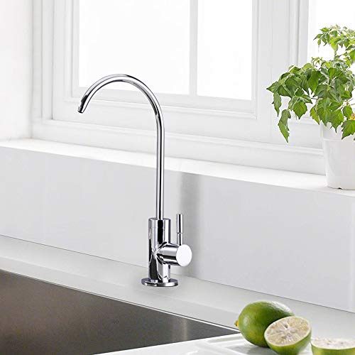 ESOW Kitchen Water Filter Faucet, 100% Lead-Free Drinking Water Faucet Fits most Reverse Osmosis Units or Water Filtration System in Non-Air Gap, Stainless Steel 304 Body Polished Chrome Finish