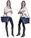 Faux Leather Tote Bag For Women - Convertible Crossbody Tote And Handbag - Top Handle Satchel Purse With Top Zipper Closure (NAVY)