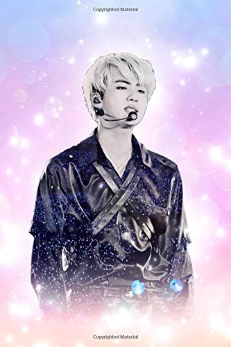 BTS Jin: Glowing Bokeh Member Performing Infused with Concert Lightstick Ocean 100 Page 6 x 9" Blank Lined Notebook Kpop Journal Book Fan Merch for Army Fandom