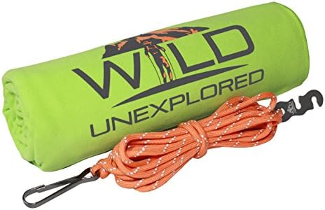 Camping &amp; Travel Towel, Quick Dry, Ultra-light Antibacterial Microfiber, with BONUS Custom Wet Gear Drying Line – Gets your essentials dry fast whenever you need! (Spring Green, Medium)