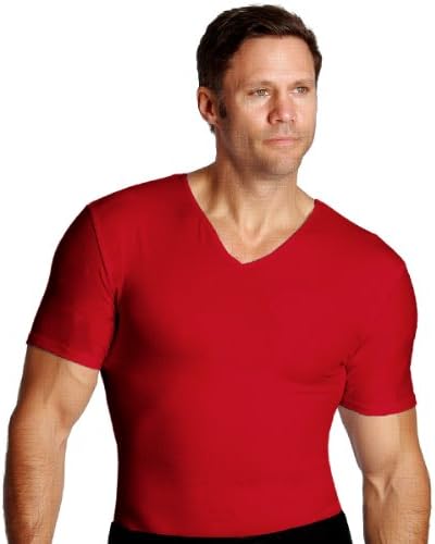 IS PRO ACTIVEWEAR Compression V-neck T-shirt, look up to 5" slimmer instantly! Red M
