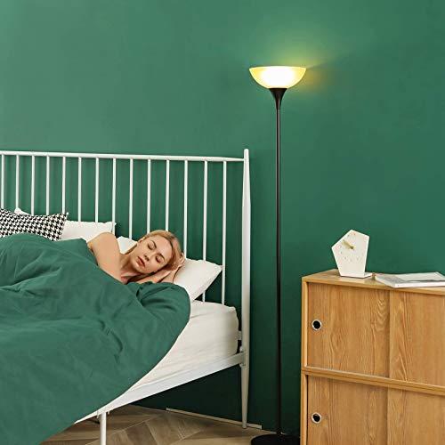 Floor Lamps with Brown Glass Shade, Floor Lamp for Living Room, 9W LED